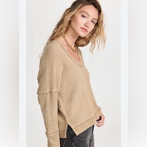 Free people top waffle green shirt size XS